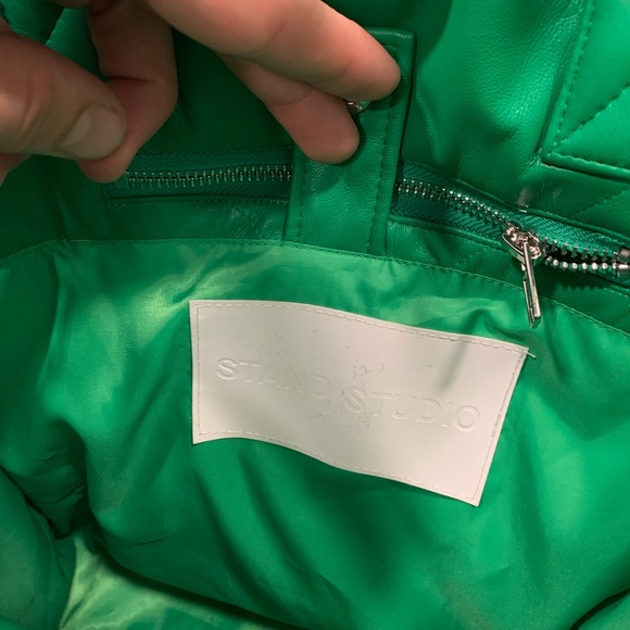 Stand Studio Quilted Tote Assante Diamond Large Bag Crossbody Tote Green - Picture 11 of 16